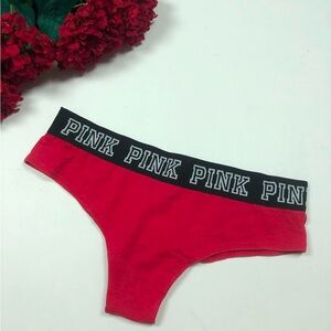 In search for Victoria's Secret PINK Red logo Panties boy shorts or hipsters.